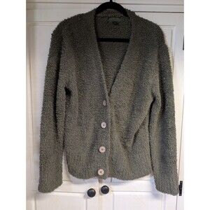 Barefoot Dreams CozyChic Button Cardigan GREEN SZ LARGE